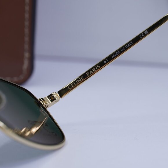 Celine CL40285U RHINESTONE TRIOMPHE 30N Rectangle Sunglasses - Gold/Green - Picture 10 of 11